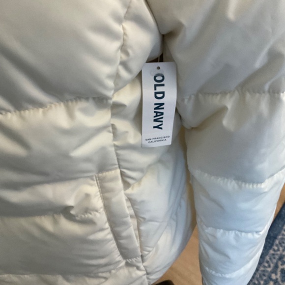 NWT Old Navy Fleece Lined Quilted Puffer Coat Jacket Long Sleeve White spring L - Picture 8 of 16